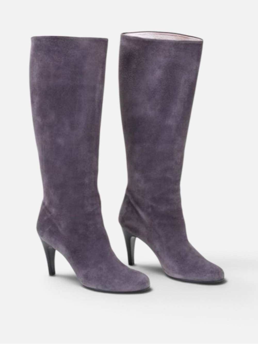 Salvatore Ferragamo Tall Knee High Suede Stiletto Boots Charcoal Gray Italy 10